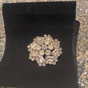 Albert Weiss Silver and Crystal Starburst Brooch